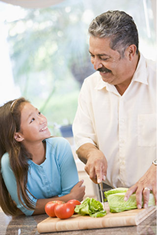 Parent and child eating